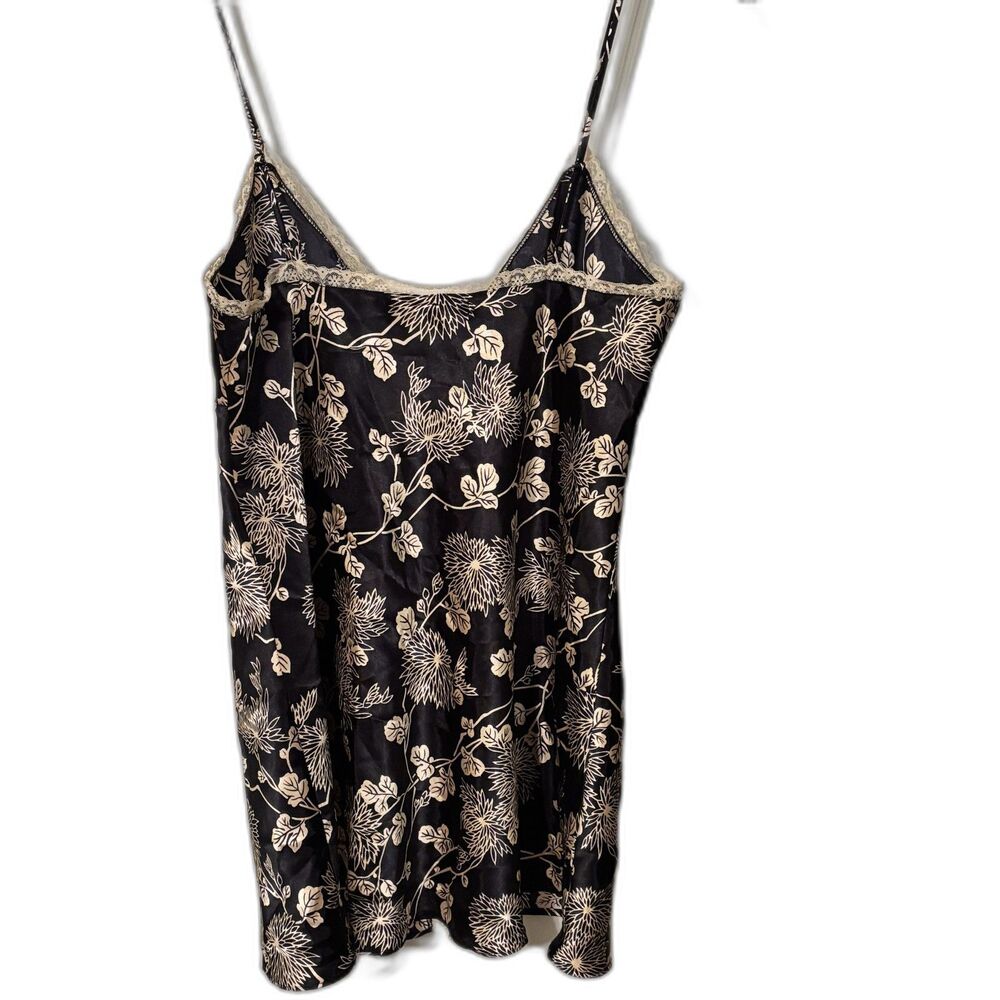 Victoria's Secret Satin Floral Lace Camisole Babydoll Top Black Cream Size L Y2K - Picture 3 of 7